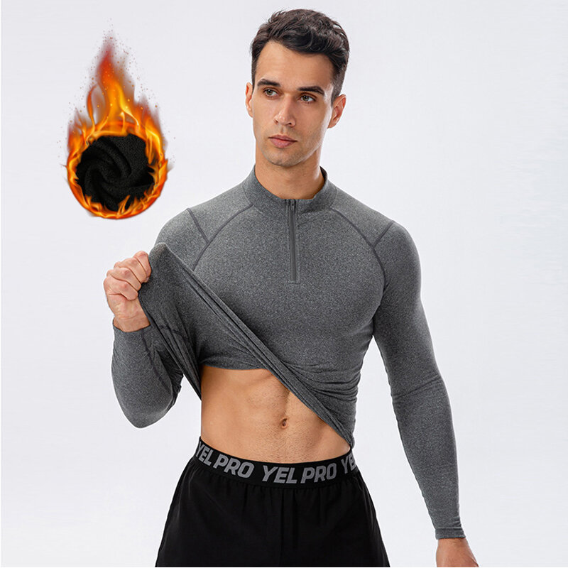 Baju panas pria, baju dalam pria termal tebal hangat ramping lengan panjang atasan musim gugur musim dingin termica nyaman