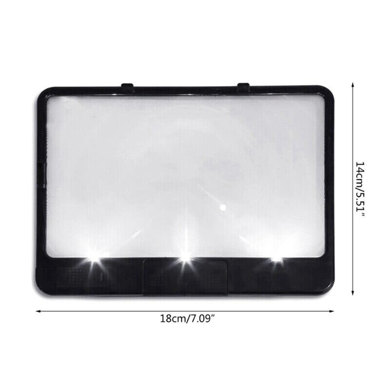 1 PCS Candy AS-SEEN-ON-TV Reading Magnifying Glass And Light To See Pages 3X Bigger, Optical Grade, Anti-Glare Black