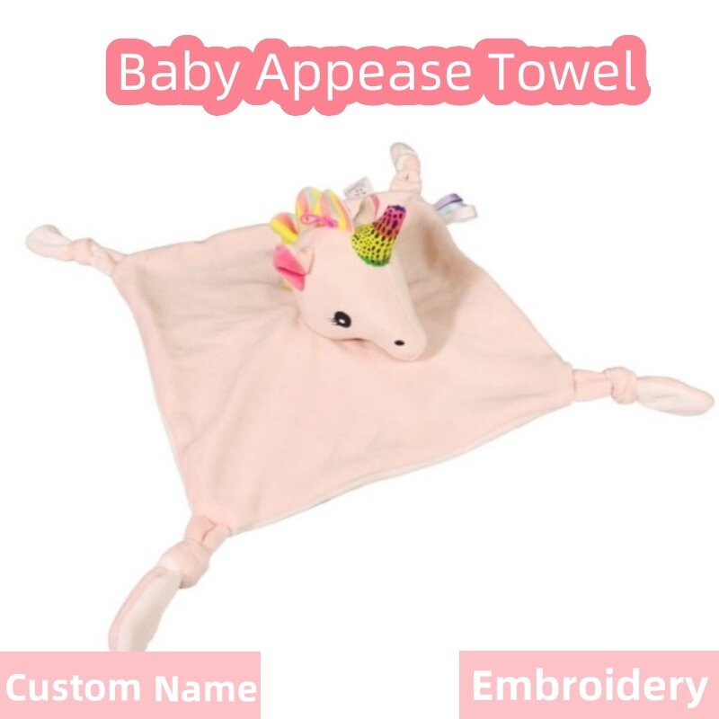 Baby Tier Hase beschwichtigen Handtuch weich ausgestopft Baby Tröster Schlafs pielzeug benutzer definierte gestickte Logo Dusche Geschenk