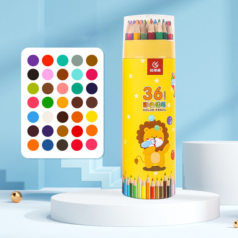 مجموعة برميل الرصاص الملون للطلاب ، أقلام الرسم الملونة ، أقلام التلوين ، 12 ، 18 ، 24 ، 36 لونًا