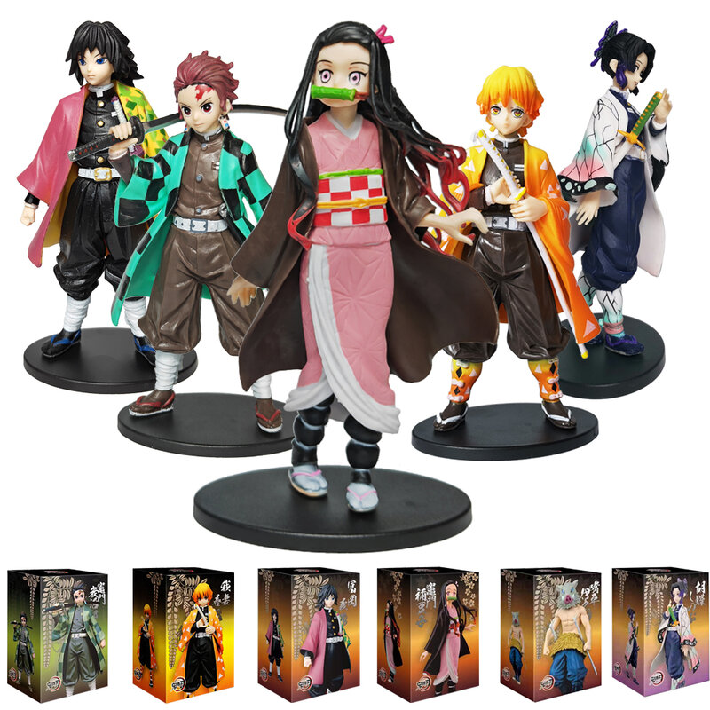 Demônio Slayer Anime PVC Action Figure Modelo Brinquedos, Kamado, Tanjirou, Nezuko, Zenitsu, estatueta, Inosuke, Kimetsu No Yaiba