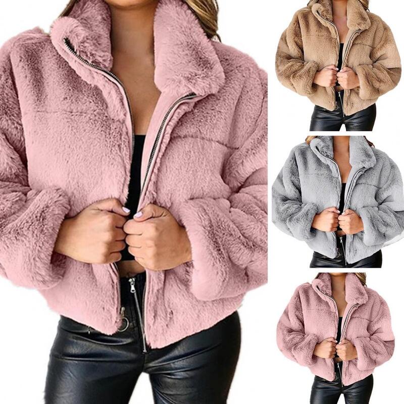 여성용 플러시 재킷, 단색 지퍼 카디건, 레이디 코트, 출퇴근 디자인, 코튼 혼방 아웃웨어, 여성 의류, 가을, 겨울