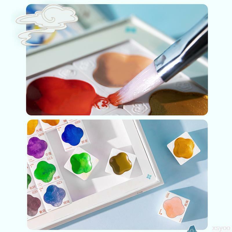 Xsyoo-Juego de pintura de acuarela sólida de 24 colores, pigmento de Color agua para dibujar, pintura de Manga, animación, suministros de arte escolar