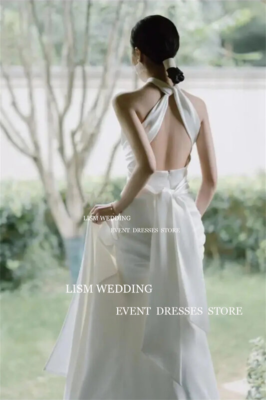 LISM корейские свадебные платья с лямкой на шее сексуальное вечернее платье с открытой спиной длиной до щиколотки 웨딩영영드레레스 для женщин 2024 Robe de брак