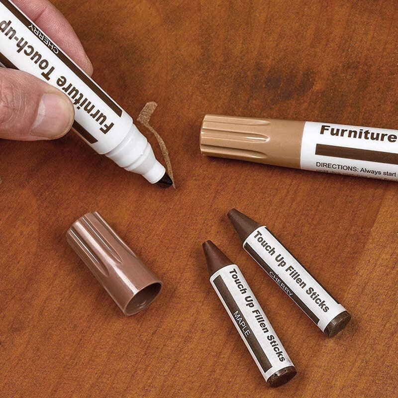Criativo móveis reparação canetas toque up marcadores varas de enchimento arranhões de madeira restaurar kit remendo tinta canetas de reparo composto de madeira
