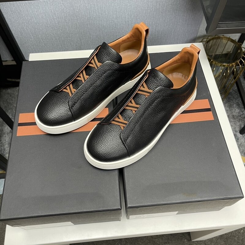 High quality cowhide slip shoes with a casual trend, simple and versatile Korean soft sole breathable single shoe