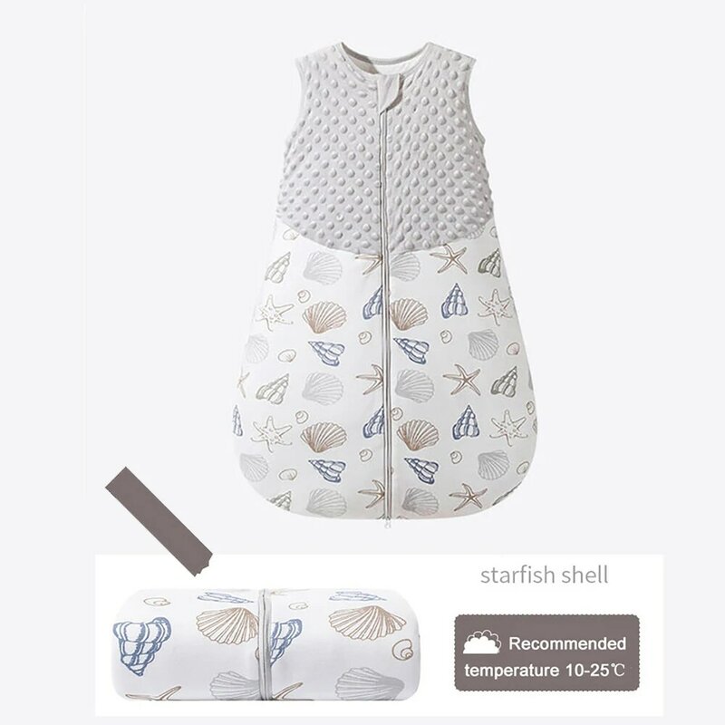 Saco de dormir para bebé de 3 a 24 meses, manta de saco de dormir para bebé de 1, 5TOG, Doudou, sensación suave, estampado de concha de estrella de mar, Estilo Chaleco