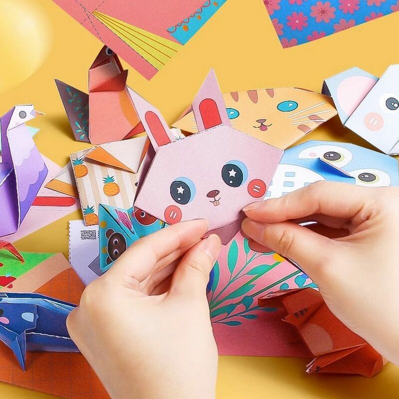 Mainan Kerajinan buatan tangan anak-anak pola hewan untuk anak perempuan buku kertas Origami interaksi orang tua-anak kertas kerajinan DIY Puzzle 3D