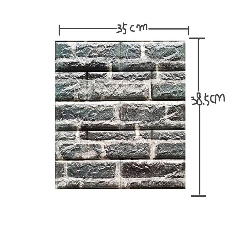 粘着性の模造レンガ3D壁ステッカー,防水壁紙,家の装飾,35cm x 38cm, 10個