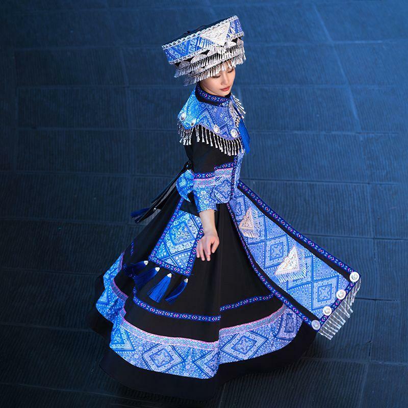 Guangxi Zhuang и яркая стильная женская одежда, изысканный комплект одежды для выступлений в этническом стиле