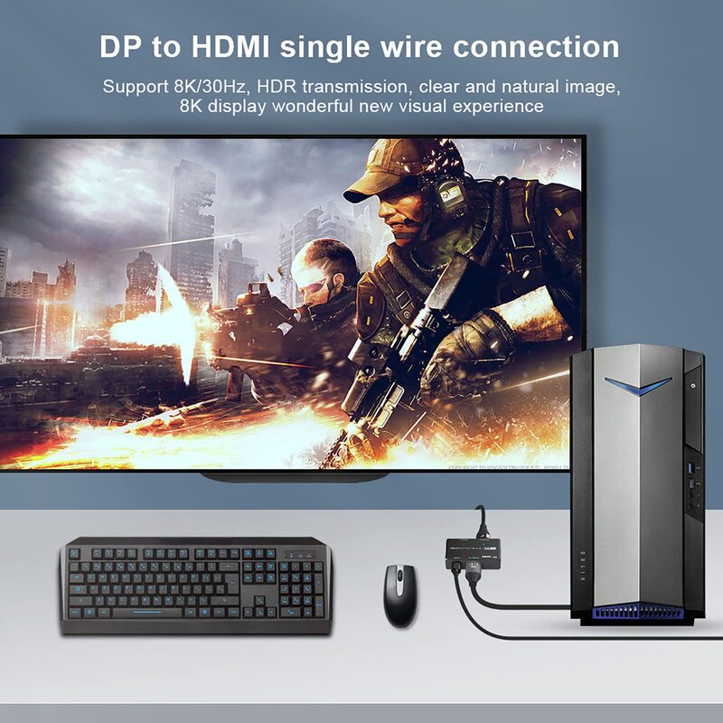 Divisor de vídeo DP de 8K @ 30Hz a DP, interruptor de captura Compatible con HDMI, 4K, MST, Selector, conmutador, ordenador portátil, Monitor HD