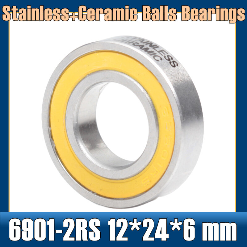 6901-2RS Stainless Bearing 12*24*6 mm ( 1 PC ) ABEC-5 6901 RS Bicycle Hub Front Rear Hubs Wheel 12 24 6 Ceramic Balls Bearings