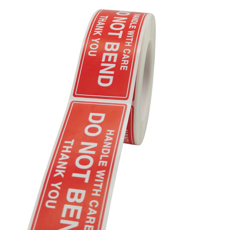 250pcs/roll Red Warning Sticker Fragile Handle With Care DO NOT BEND 2.5x7.5cm Transport Packaging Remind Labels