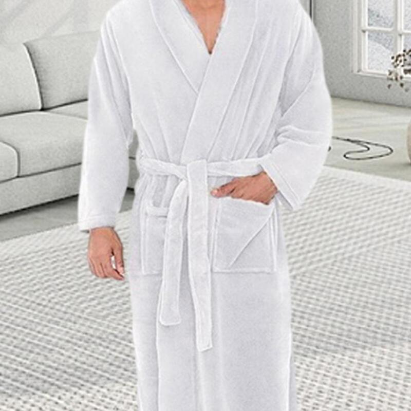 Jubah mandi pria, jubah mandi hoodie Super lembut dengan sabuk yang dapat diatur, warna polos sangat menyerap dengan saku untuk pria