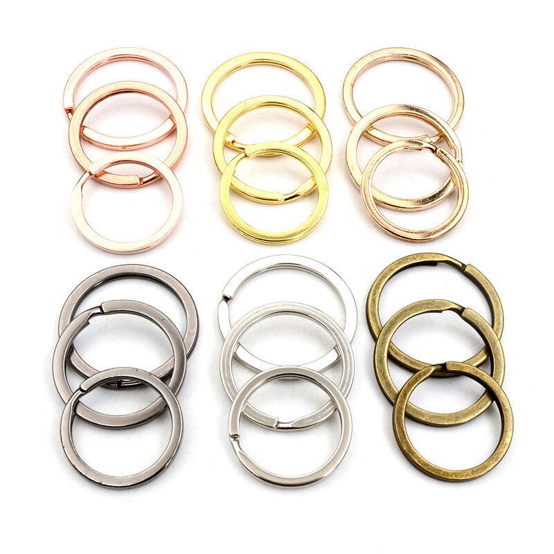 20 piezas de anillo de llavero chapado en oro de 25-30mm, llavero de plata, llavero, llavero, anillo plateado, llavero para fabricación de joyas