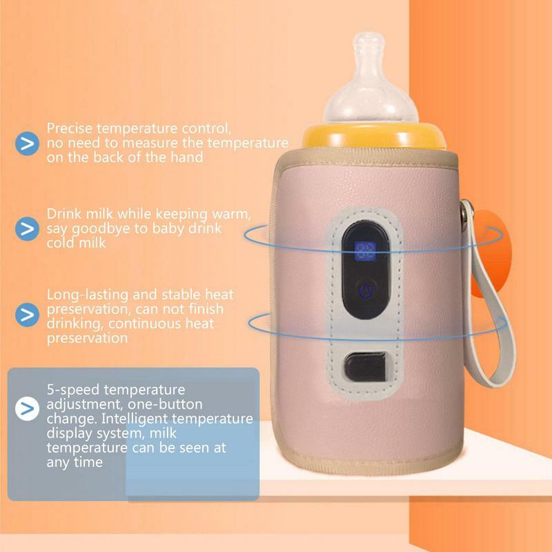 USB Pengisian Botol Susu Tas Hangat Isolasi Penutup Pemanas untuk Air Hangat Bayi Portabel Bayi Luar Ruangan Aksesoris Perjalanan