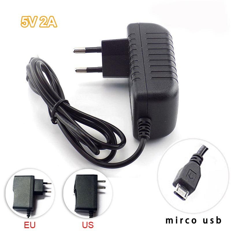 Mikro kamera USB Adapter do zasilacza AC do DC 5V 2A 2000mA wyjście konwertera dla CCTV Iuput 100-240V wtyczka US/EU L19