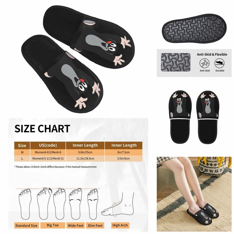 Krtek-Zapatillas peludas para hombre y mujer, pantuflas cálidas para el hogar