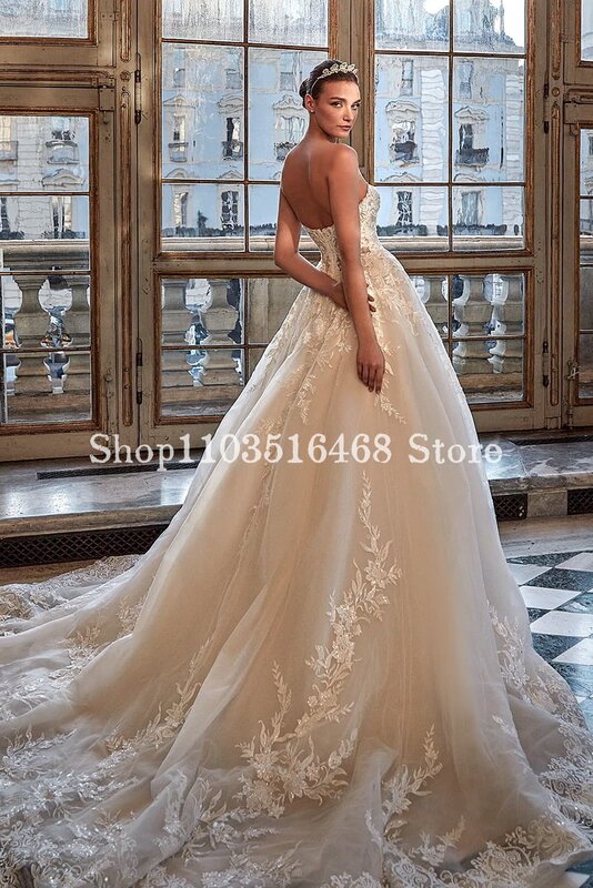 Elegante Lieverd Trouwjurk 2024 Voor Vrouwen Witte Luxe Schede A-Lijn Applique Bruids Gownswedding Jurk 2024 Luxe
