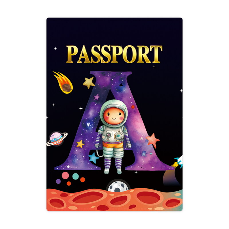 Porta passaporto portafoglio da viaggio porta passaporto in pelle carte portafoglio da viaggio custodia Organizer per documenti modello nome lettera astronauta
