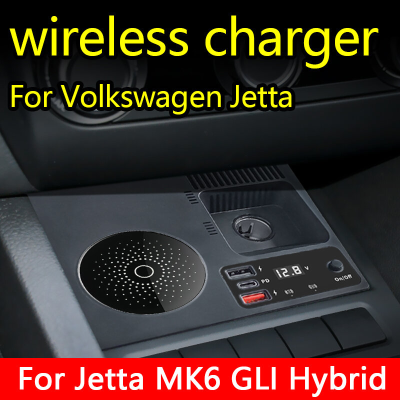 Pengisian nirkabel untuk Volkswagen Jetta MK6 pemantik rokok pengisi daya mobil pengisian cepat untuk iPhone HUAWEI Xiaomi Samsung