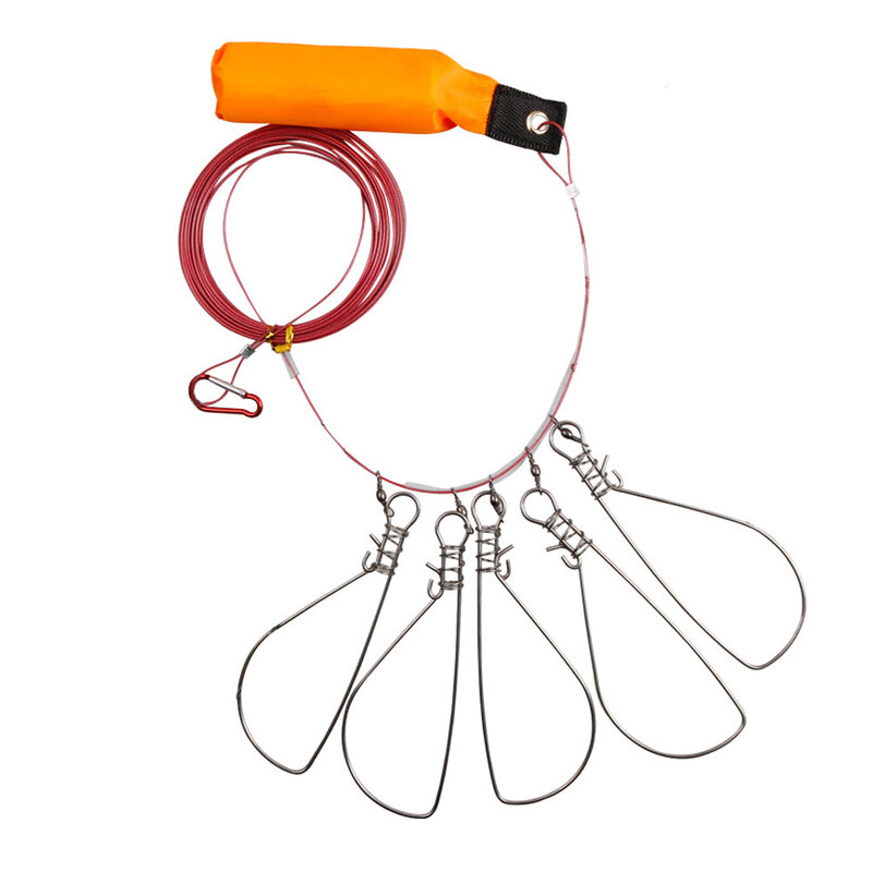 Snaps Fishing Lock Fish Buckle Tackle Stainless Steel Chain Stringer With Float Live Fish Lure Lock Belt Fishing Accessories