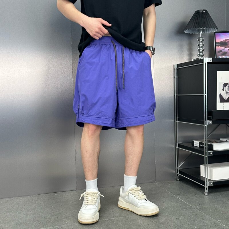 Мужские новые летние быстросохнущие повседневные спортивные брюки в американском ретро-стиле с трехмерной молнией