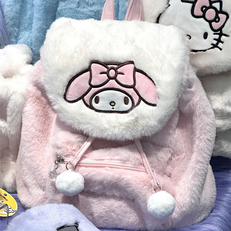 Sanrio Hellokitty Kuromi Mymelody плюшевая школьная сумка Kawaii сумка на плечо простая универсальная сумка женский модный рюкзак