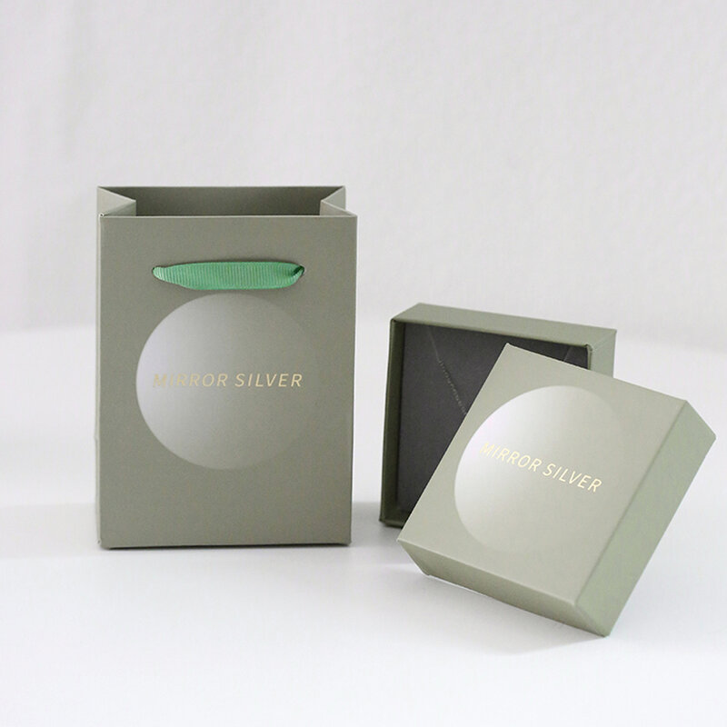 Melhor jóias embalagens ideias personalizado prata pequeno jóias colares anel presente caixa luz verde fita papel saco