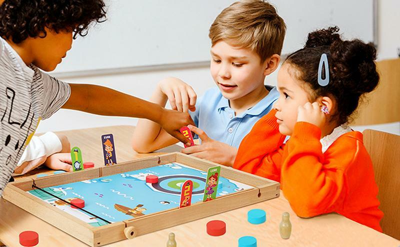 子供、男の子、親子のためのミニ木製ホッケーテーブルゲーム、インタラクティブなスリングショット、ボードパックゲーム、ポイントカード