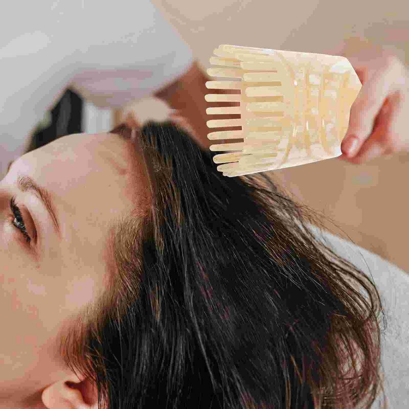 Peine de pelo Natural de cuerno de buey, masaje de acupuntura, limpieza del cuero cabelludo, masajeador de cabeza (mango largo)