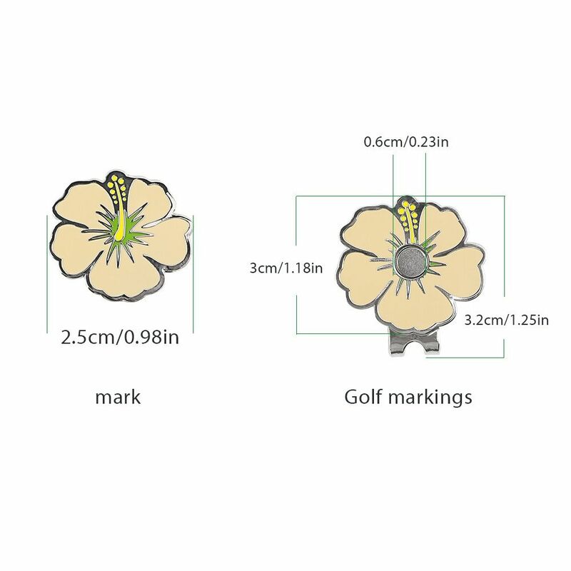 Klip topi magnetik bunga Golf, klip topi penanda bola ceri kuning, magnetik merah muda bunga ceri, klip hadiah