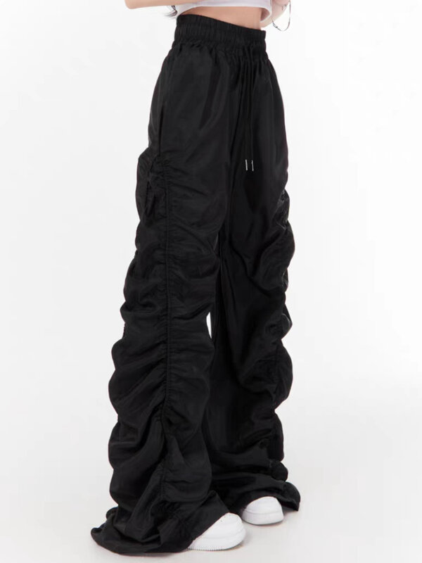 Женские индивидуальные брюки в стиле Харадзюку, универсальные простые праздничные уличные брюки в стиле ольччан для студентов, модная однотонная Дизайнерская одежда в пол для отдыха