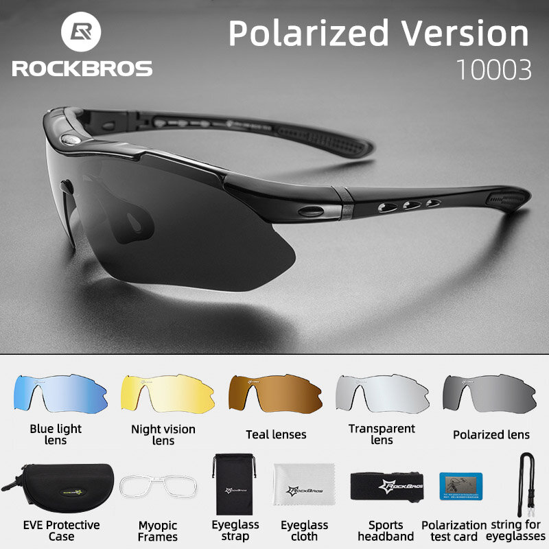 ¡ Caliente! RockBros Polarizado Ciclismo Gafas de Sol Al Aire Libre Deportes de Bicicletas Bike Gafas de Sol TR90 Gafas de Eyewear de la Lente 5