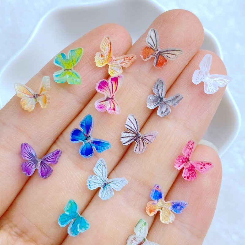 30 buah baru lucu Mini 7*9mm seri kupu-kupu Resin patung kecil Flatback ornamen perhiasan membuat manikur Aksesori rambut