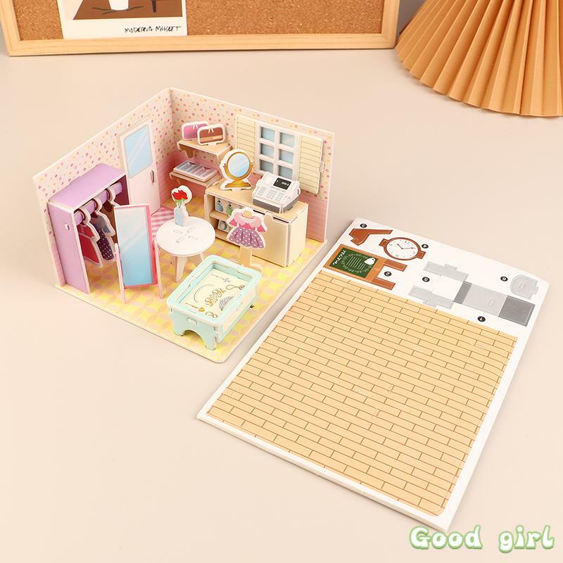 Kid 3D Paper Stereo Puzzle Cartoon House Building Model fai da te casa delle bambole fatta a mano apprendimento precoce giocattoli educativi regalo per i bambini