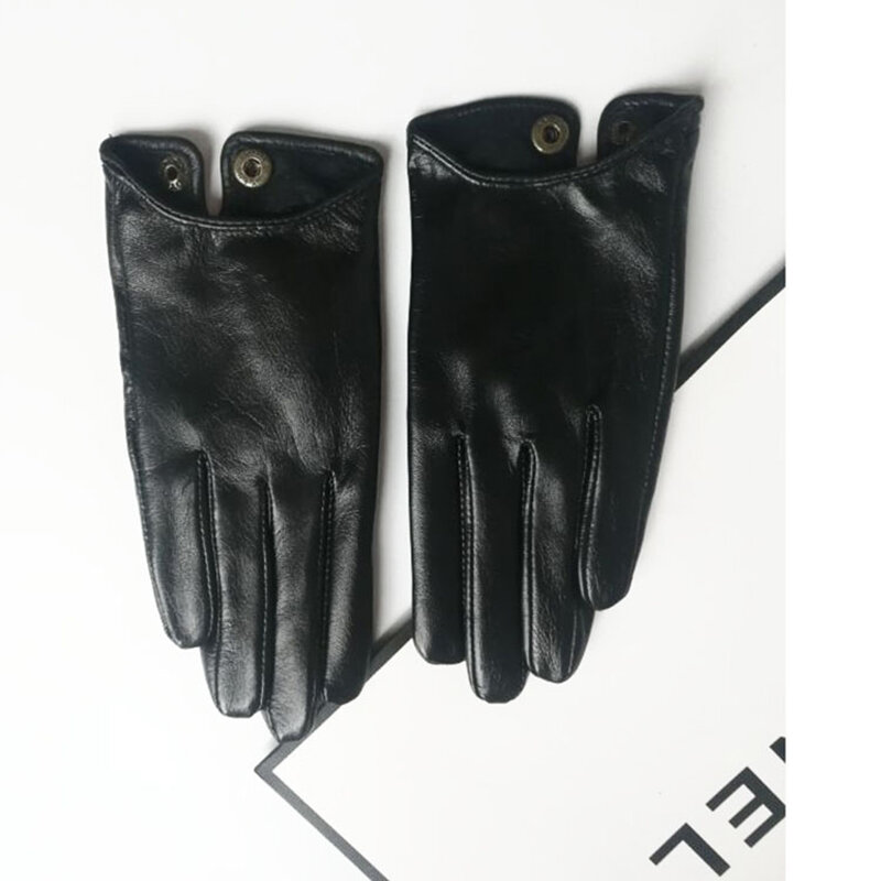 Women Gloves Fashion Simple Short Style Thin Velvet Lining Spring Autumn Sheepskin Leather Gloves Female DZ02