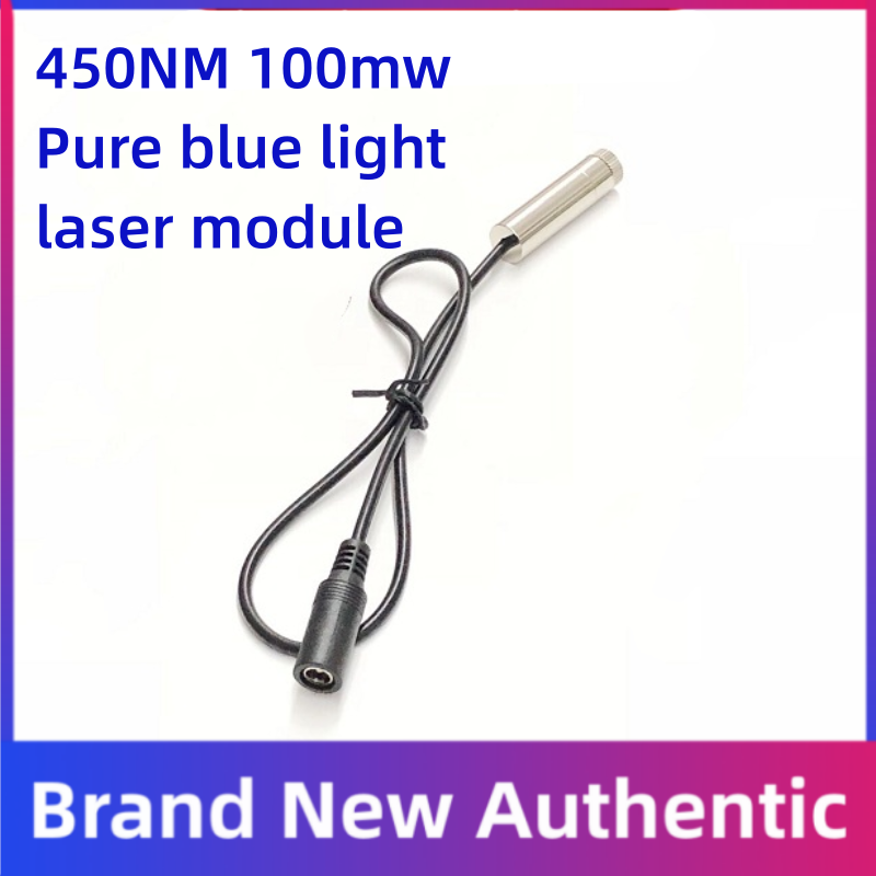 Modul laser cahaya biru murni 450NM, 100mw colokan 5V DC daya tinggi laser12 mm * 45mm laser berbentuk titik silang