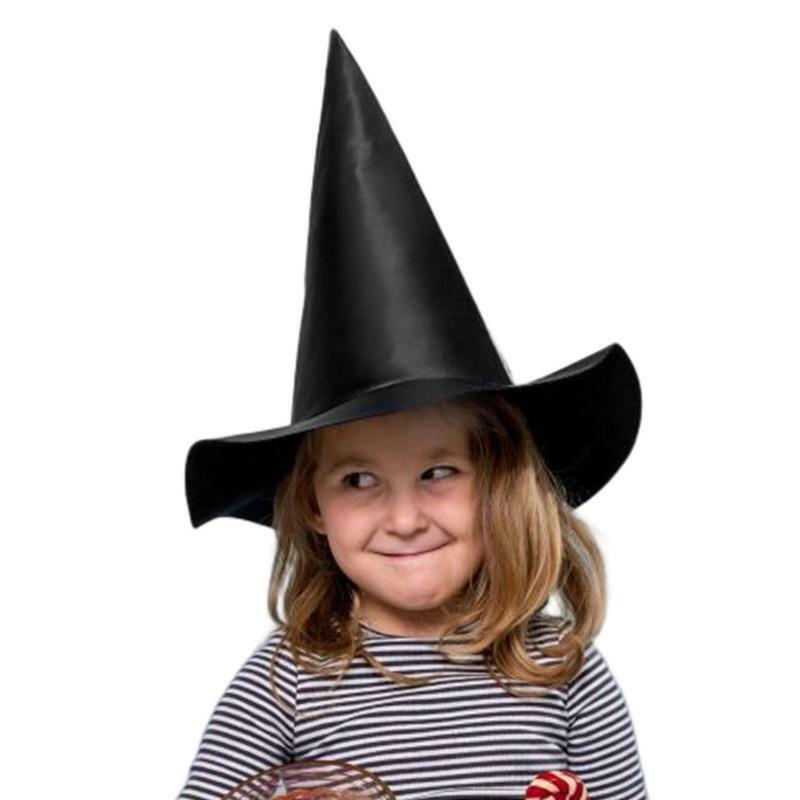 Sombrero de bruja negra escalofriante para decoración de Halloween, gorros de bruja de tela Oxford engrosados, accesorios de disfraces de decoración interior y exterior