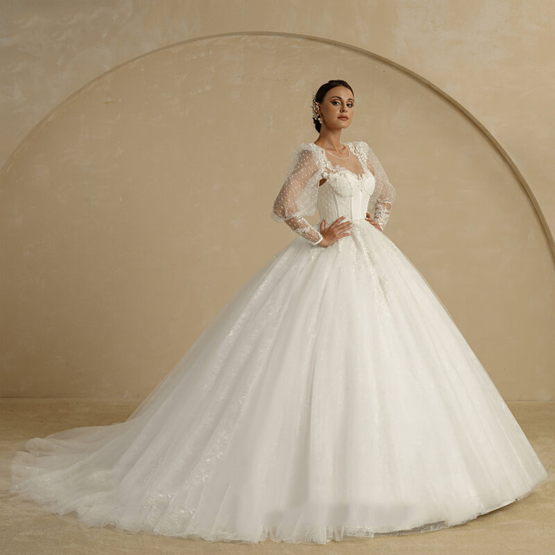 Elegantes vestidos de noiva boêmia para mulheres, glitter tule, vestidos de noiva a linha A, esfregando vestido princesa flor, 2024