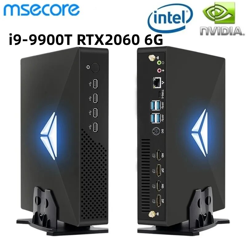 MSECORE MV200 Intel Core i9-9900T, RTX2060 6GB kartu khusus Game Mini PC Windows 11 komputer Desktop NVME SSD 2 * DDR4 4K wifi6
