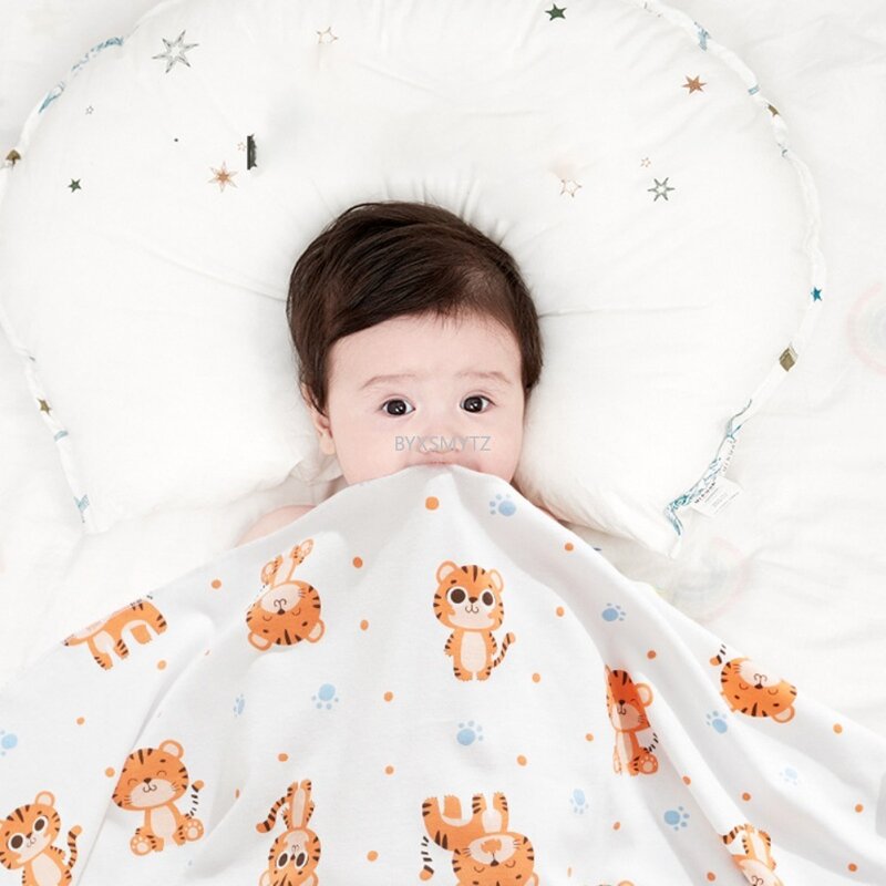 Ins selimut bayi kartun, kain kasa katun, selimut bedong musim panas, syal bayi baru lahir, bedong untuk bungkus bayi, tempat tidur