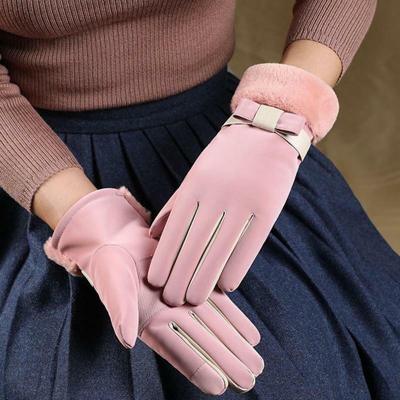 Женские перчатки с закрытыми пальцами, теплые ветрозащитные перчатки с закрытыми пальцами для сенсорного экрана, теплые перчатки с защитой от холода для спорта на открытом воздухе, велоспорта
