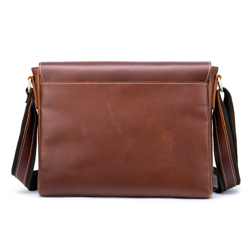 Genuine Leather Messenger Bag For Man Vintage Crazy Horse leather Shoulder Bag Cowhide Magnetic Flap Laptop Crossbody Bag