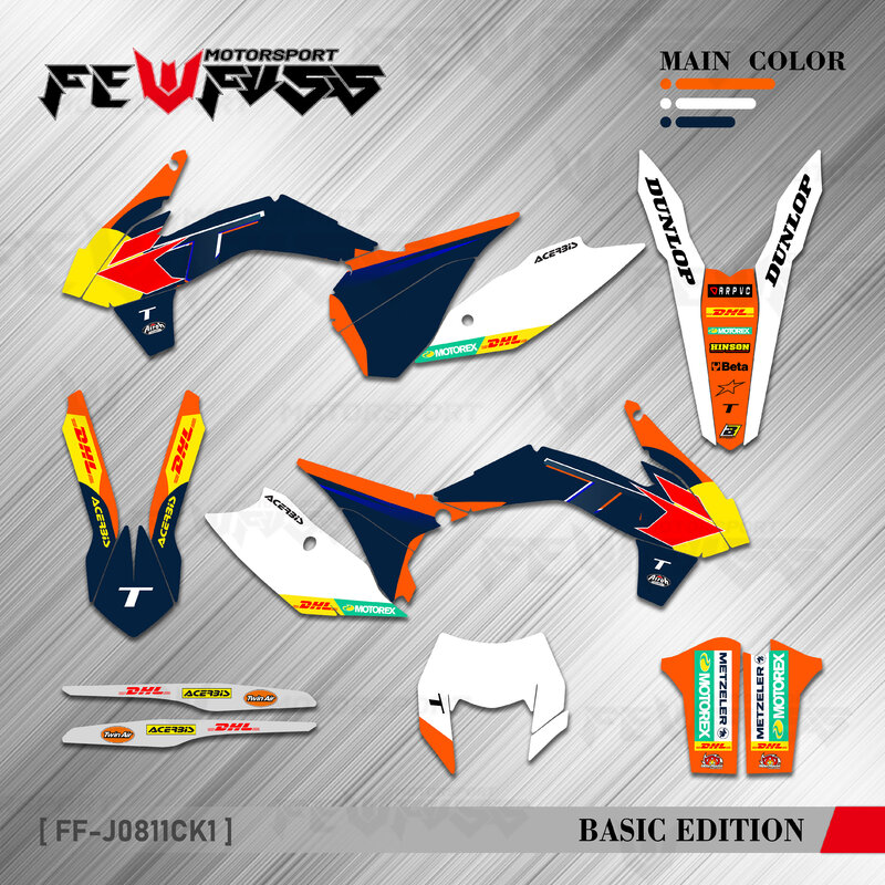 FEWFUSS-Decalques Gráficos de Motocicleta, Kit de Adesivos, Fundo, KTM, 125, 250, 300, 350, 450, SX, SXF, EXC, EXCF, XCW, XCF, 2011-2023, 2024