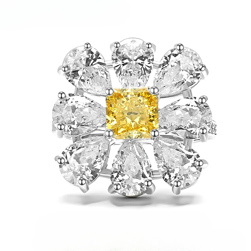 Mencheese anello di pietre preziose colorate Premium diamante giallo artificiale 100% oro 18 carati 100% anello nuziale in oro 9 carati