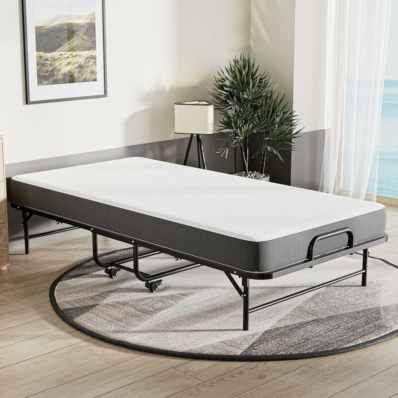 75" x 38" Folded Bed, Guest Bed Portable Foldable Extra Bed for Adults,Fold up Bed with 5" Memory Foam Mattress