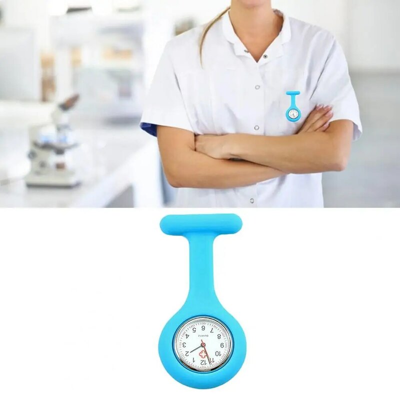 Montre de poche en silicone pour infirmière, mini montre à quartz pour femme, broche à clip, mouvement à quartz