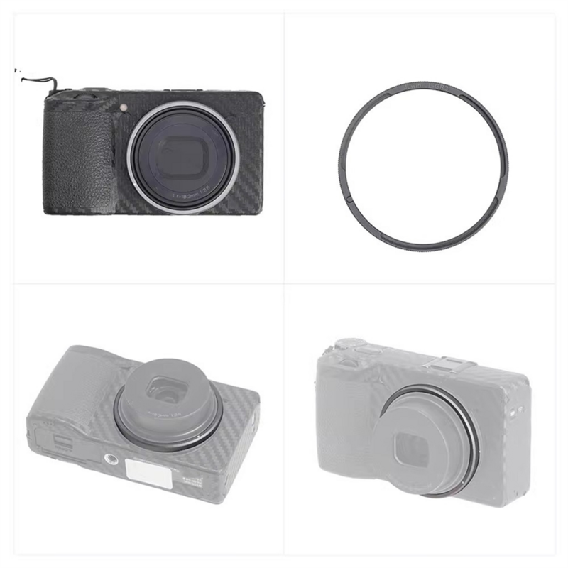 Anillo de lente de aluminio para 3 anillos decorativos, anillo de lente portátil multifunción, gris