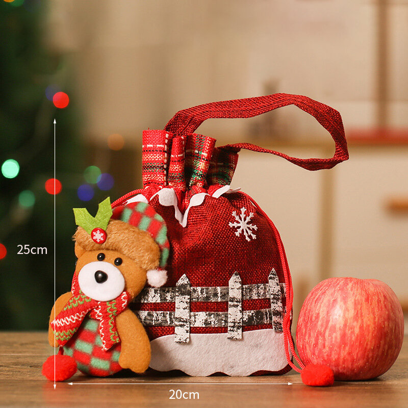 Torba na prezent bożonarodzeniowy torba na jabłko świętego Mikołaja bałwana łosia niedźwiedzia prezent bożonarodzeniowy worek na cukierki nowy rok bożonarodzeniowy prezent worek do pakowania